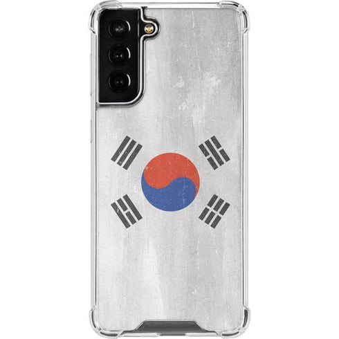 South Korean Flag Distressed Galaxy S21 FE Clear Case
